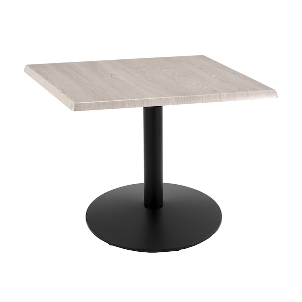 30" Tall OD214 Black Table Base 22" Diameter 30" x 30" Square White Ash Top by the HollBar Stool Co.